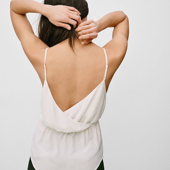 Aritzia Babaton Warren V-Neck Tie Waist Camisole Tank Top Blouse - Sz S - Picture 15 of 16